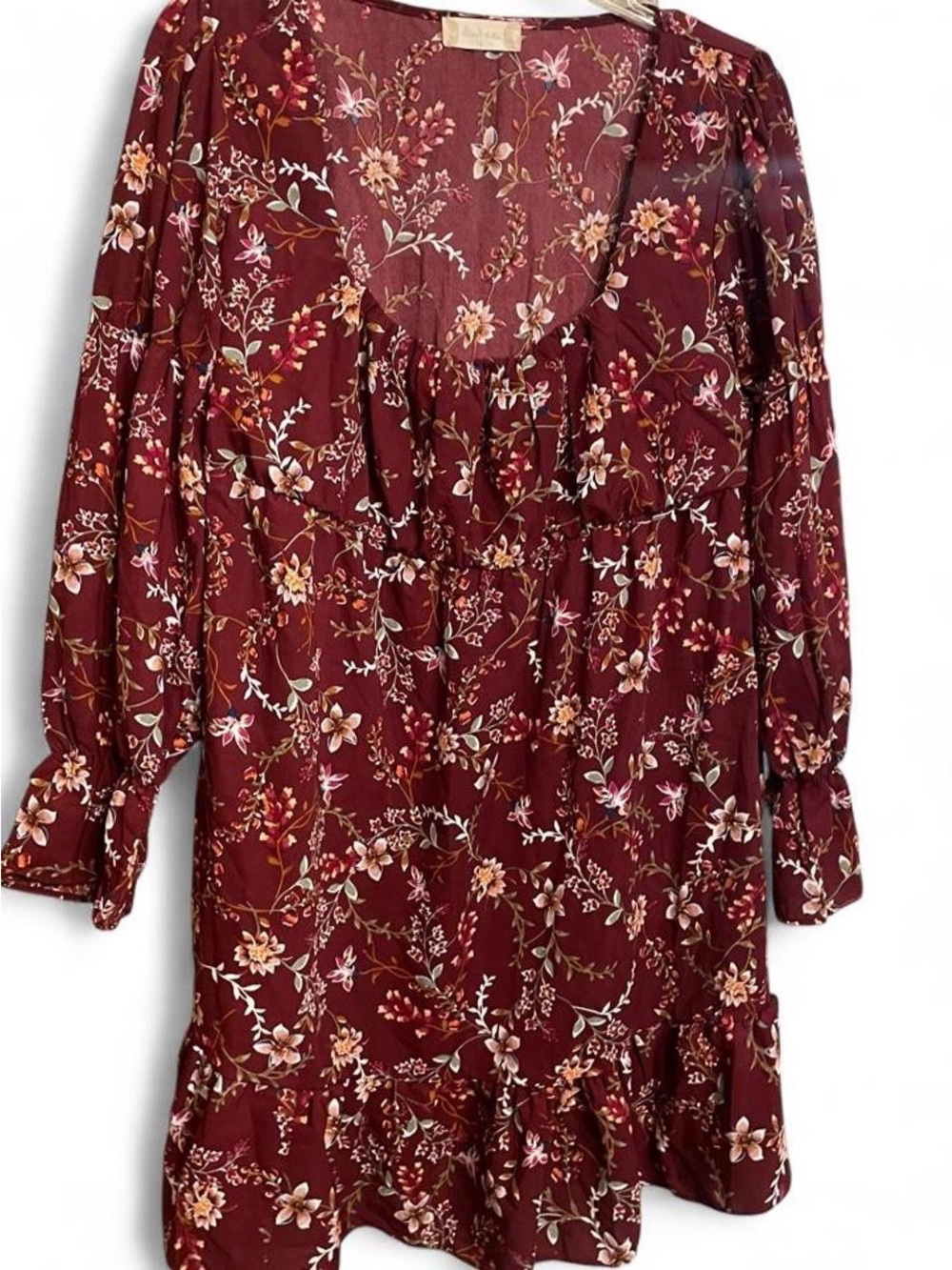 Altar’d State Burgundy peasant floral dress size L  #floraldress #romantic